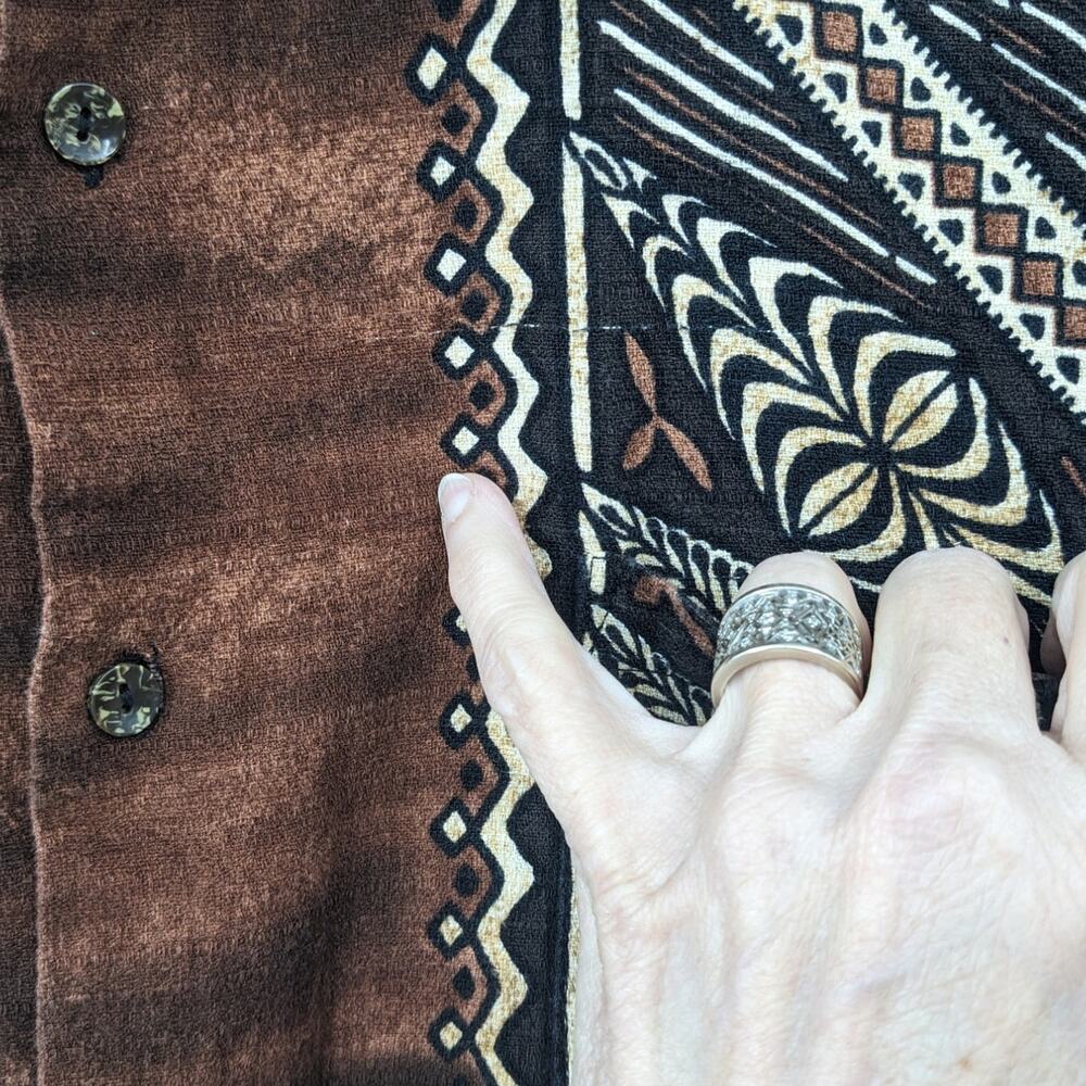Vintage 1960's "Tuimalila" Turtle Aloha HAWAIIAN MEN'S SHIRT Bark Cloth Fabric - Picture 9 of 9